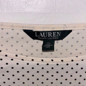 Lauren by Ralph Lauren Cream white black Polka Dot Top short sleeve t-shirt tee